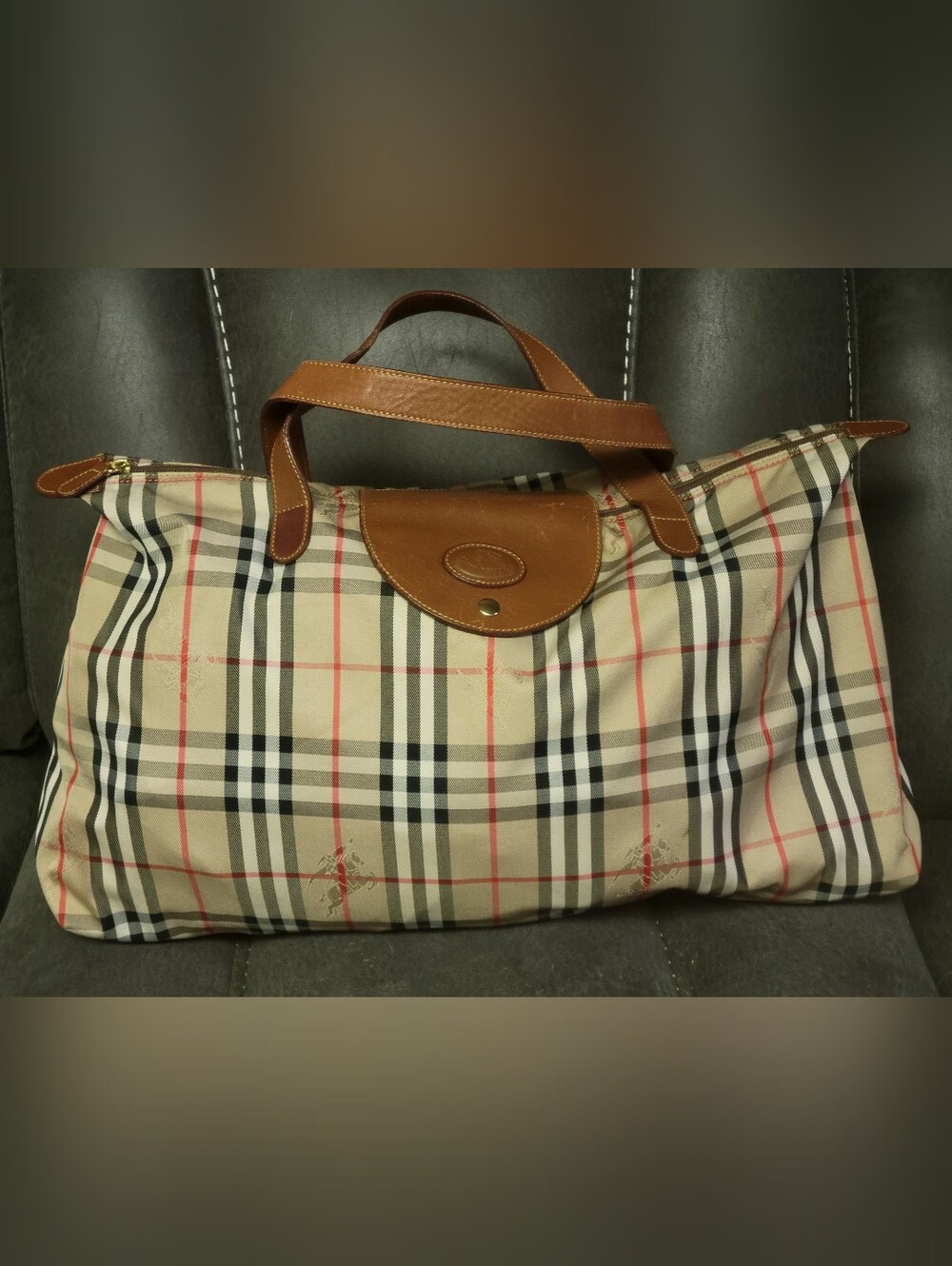 Rare!100% AUTHENTIC Burberrys 1980s Nylon Travel Foldable Duffel Bag 20"×15"